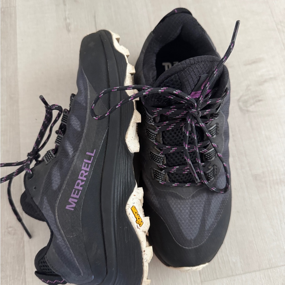 Merrell Black and Purple Athletic Shoes with Rugged Sole